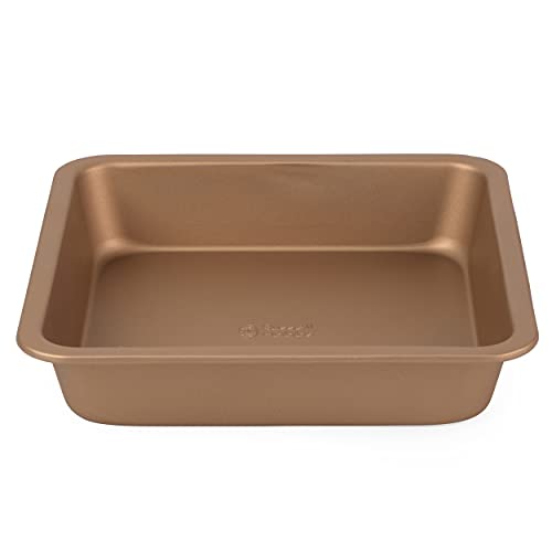 Bandeja cuadrada de acero al carbono de Russell Hobbs RH02148GEU7 Opulence, 22.5 cm, superficie antiadherente, fácil de limpiar, diseño elegante, dorado