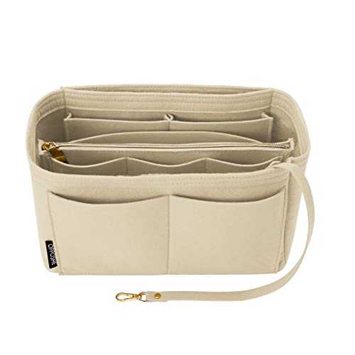 Image of OPPOSHE Purse Organizer Insert for Handbags, Softened Felt Bag Insert Organizer for Tote, Compatible with LV, Coach, MK, Kate Spade, Goyard, Longchamp (Beige, Slender Medium)