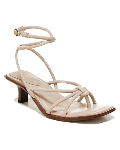 Image of Coutgo Womens Strappy Heels Sandals Thong Gladiator Square Open Toe Low Kitten Heeled Criss Cross Ankle Strap Summer Dress Wedding Shoes