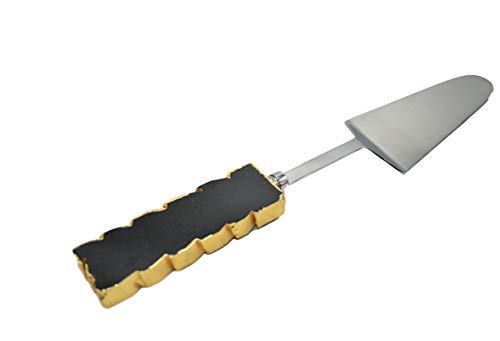 Nature's Decorations Black Quartz Cake Server with Gold Trim