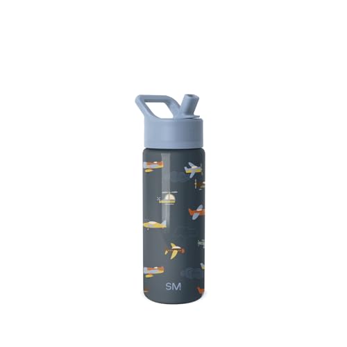 Simple Modern Kids Water Bottle with Straw Lid | 18oz Insulated Stainless Steel Kids Tumbler & Spill Proof Toddler Cup for School, Girls, Boys | Summit | Wheels Up