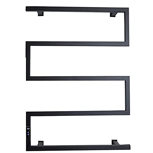 Calentador eléctrico de toallas de acero inoxidable, pantalla de control y temporización, 90 W, montado en la pared, toallero para baño (cableado)
