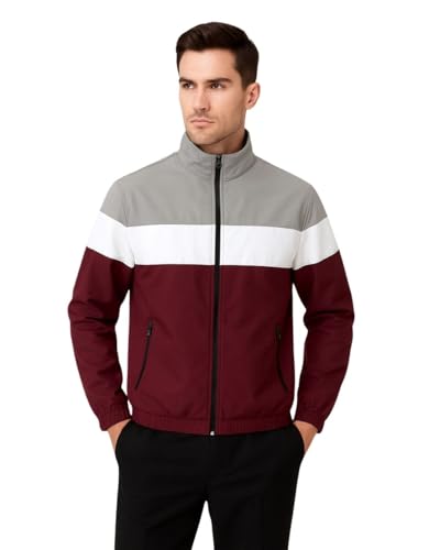 Image of Men's Lightweight Windcheater Zipper Jacket - Gym, Rider Winter Jacket for Men - Thin Wind Sheeter Zip-up Sports Jacket for Man