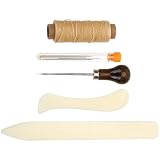 MOLUCKFU Kit di Strumenti per Lavorazione Cuoio Leggero e Portatile in Legno e Metallo per Artigianato e Rilegatura Libri, per Principianti e Professionist