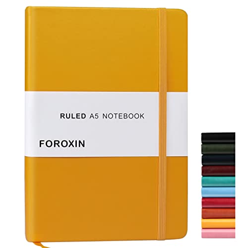 Carnet en cuir jaune pour le travail et l'école, bloc-notes 192 pages