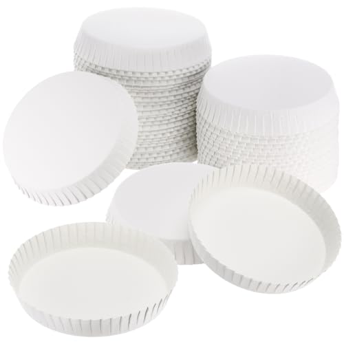 PACKOVE 1 juego de tapas para vasos de papel desechables con protección para vasos de postre, tapas de, vajilla, cubierta de vidrio, tapa de cristal, papel blanco, 100 unidades