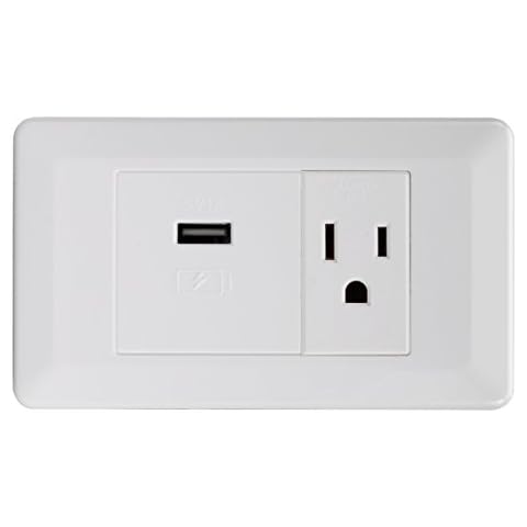 Magnadyne WC-101W | 110v 15amp Power Outlet USB 5V-DC Charging Port | White | UL Listed Cover
