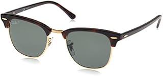 Ray-Ban RB3016F Clubmaster Low Bridge Fit Square Sunglasses, Red Havana/Polarized G-15 Green, 55 mm