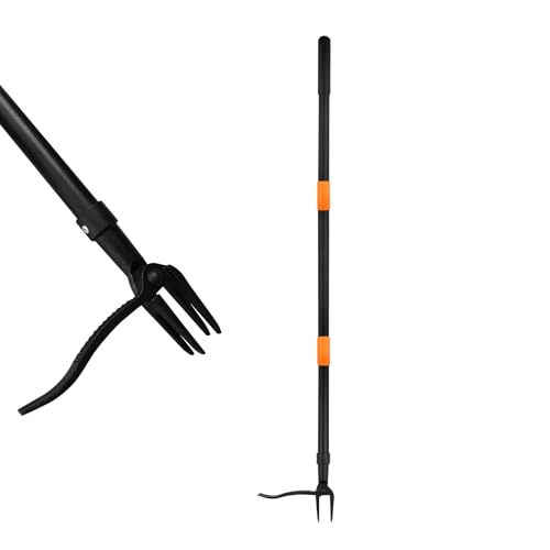 WICING Weed Puller Tool, 4-Claw Stand Up Gardening Hand Weeding Tool with Adjustable 47.8' Stainless...