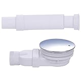 Low Profile Shower Drain 90mm 33 L/min Water Flow Slim Odor Prevention Drain Chrome Plated ABS Shower Tray, Low Profile P Trap Side Drain