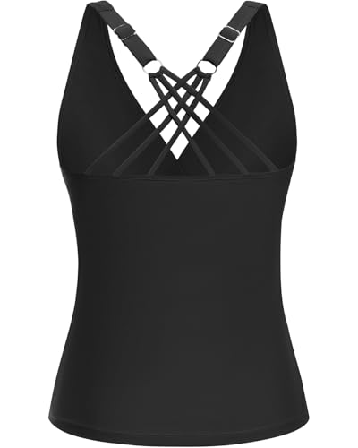 Tankini Tops for Women - Tummy Control V Neck Bathing Suit Top Only No Bottom3