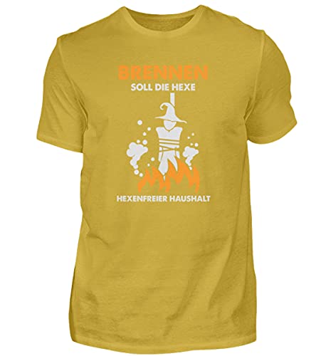 T-Shirt Homme Jaune Large - La sorcière Doit brûler - Haut de Gamme