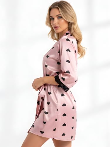 Image of Xs and Os Women Satin Short Nighty Babydoll Nightwear Robe