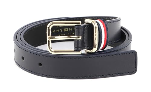 TOMMY HILFIGER Leder Gürtel Signature Square Buckle Belt 2.5 W85 Acc Desert Sky dunkelblau