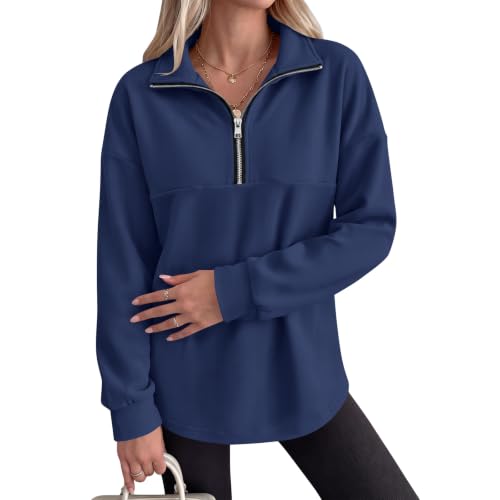 Gumipy Quarter Zip Sweatshirt Women Casual Fleece Lined Hoodie Sweat Shirts - image 6