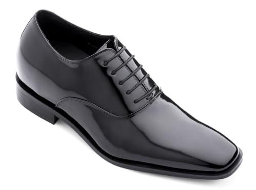 Image of TOTO Men's Invisible Height Increasing Elevator Shoes - Black Patent Leather Lace-up Formal Oxfords - 3 Inches Taller - H6532B - Size 9.5 D(M) US