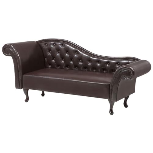 Image of Velvet Modern Chesterfield Chaise Lounge Couch 166 X 63 X 76 for Your Loving Space (Coffee Brown Leather, Standard)