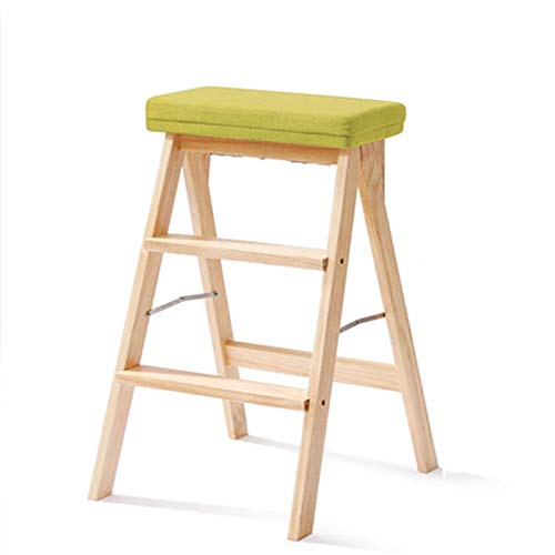 Tabouret d'escalade d'intérieur pliant en bois massif vert 40x20x64cm