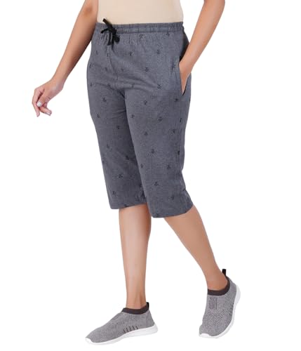 Image of FEEL TRACK Women Cotton Regular Fit Printed Capri (Pack of 1)