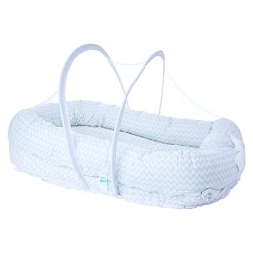 Papi Textil Confort Baby Ninho Antirrefluxo com Mosquiteiro, Verde, 79 x 50 x 18 cm