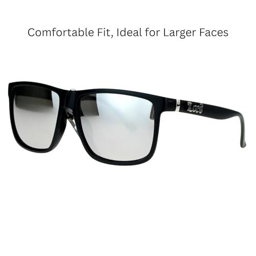 Locs Mirror Lens Gangster Oversized Rectangular horned Sunglasses Silver4