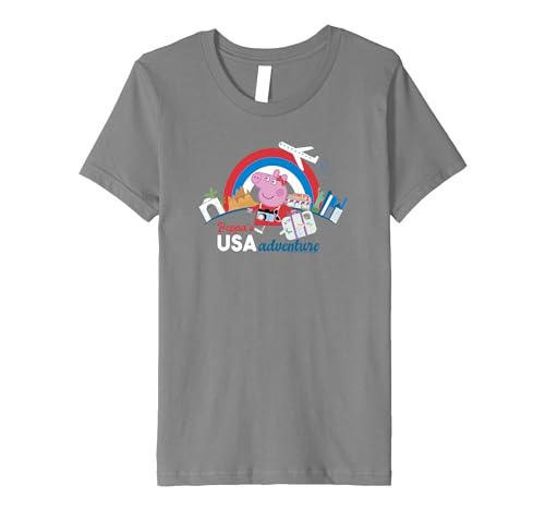 T-shirt Peppa Pig USA Adventure de qualité premium avec finitions soignées