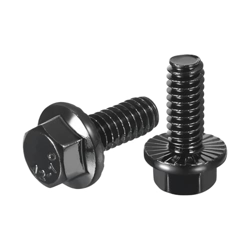 Image of uxcell 10Pcs 1 /4-20 x 5 /8 inch Flanged Hex Head Bolts, 304 Stainless Steel Flange Hexagon Screws, Flange Hex Drive Screws 5.8 Grade for Machinery Industry Home Appliances, Black