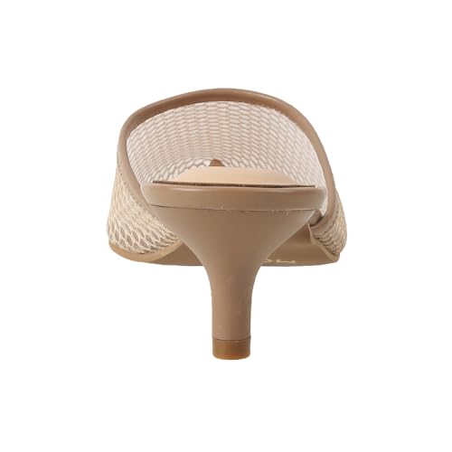 Image of Mochi Women's Mesh Leather Kitten Heel Fashion Slip-on Mules