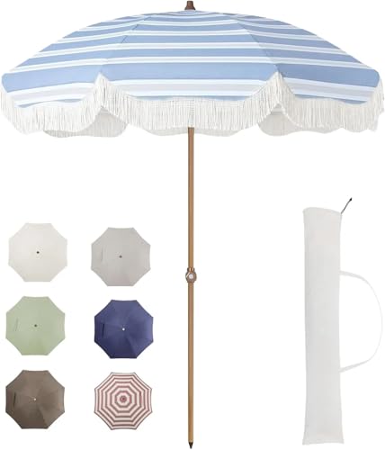 Parasol de Plage à Franges Vintage : Structure en Acier Premium pour Votre Patio