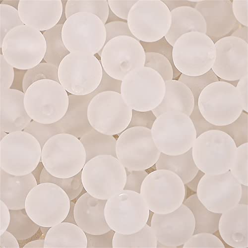 Niziky 230PCS 8mm Acrylic Round Beads - Matte White Frosted Craft Beads for Jewelry Making