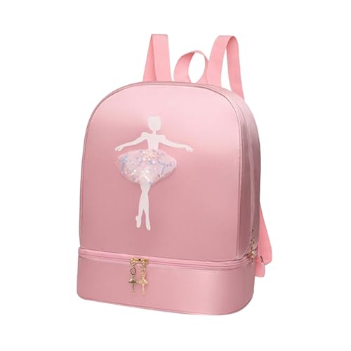 Baoblaze Ballett-Tanz-Rucksack mit separaten Schuhfächern, niedliche tragbare Mädchen-Ballerina-Tasche, Handtasche für Latein-Tanz, Sport, Reisen, Rosa