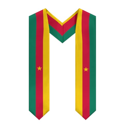 Cameroon Cameroonian Flag V-Neck Graduation Shawl Sash, Double sided Graduation Scarf Stole Graduation Shawl for International Students