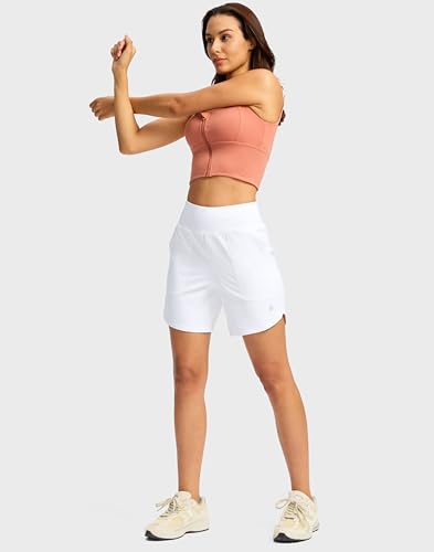 Image of G Gradual Women's Athletic Shorts 6 inch High Waisted Stretchy Bermuda Shorts for Women Quick Dry Summer Casual Shorts