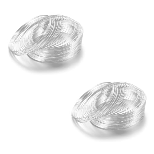 200PCS Steel Memory Wire for Jewellery Making Sliver Beading Wire For Crafting (6cm Dia,0.6mm WIre Dia)