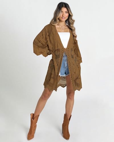 Image of Bsubseach Women Mesh Cardigan Bikini Beach Kimono Open Front Swimsuit Cover Ups Swimwear