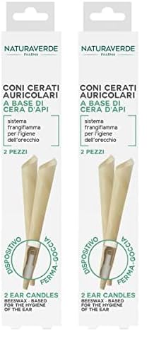 Naturaverde | Pharma - Coni Auricolari Cerati per le Orecchie, Coni Auricolari Cera, Coni Auricolari a Base di Cera d'Api, Coni Auricolari per Pulizia Orecchie, Coni Pulisci Orecchie, 2pz