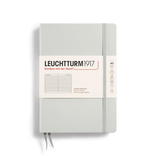 Image of LEUCHTTURM1917 - Notebook Hardcover Medium A5-251 Numbered Pages for Writing and Journaling (Light Grey, Ruled)