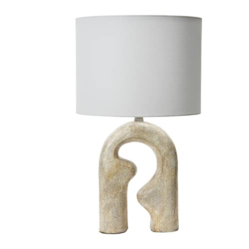 Creative Co-Op Modern Abstract Sculptural Table Lamp with Drum Shade, Distressed Natural