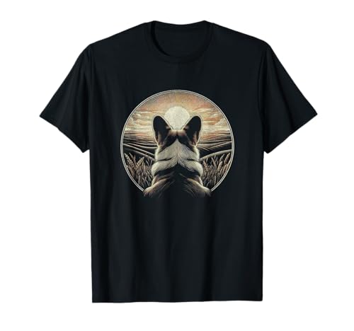 Vintage Cardigan Welsh Corgi Dog Retro Sunset Art Design T-Shirt for Men Women