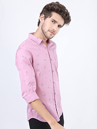 Image of Ketch Men Cotton Slim Fit Printed Full Sleeve Shirt