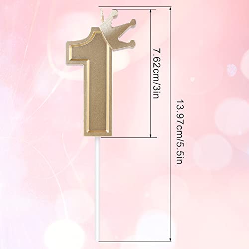 Aiex 3Inch Birthday Number Candle, 3D Candle Cake Topper With Crown Cake Numeral Candles Number Candles For Birthday Anniversary Parties (Gold; 1) #TOP1