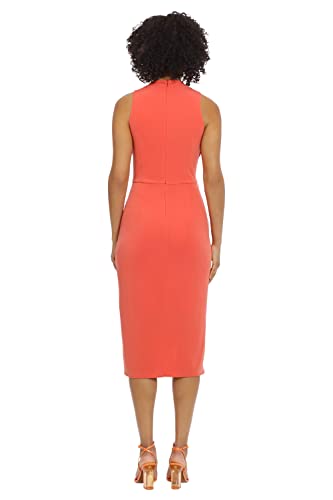 Maggy London Women's Sleek and Sophisticated Draped Bodice Wrap Look High Low Sheath Dress3