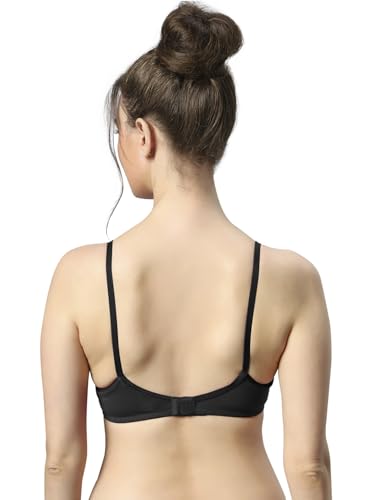 Image of Sonari 007 Wire Free Padded Bra | Medium Padding for Support, Medium Coverage, Soft Cotton Polyester Material, Adjustable Straps with Hook & Eye Closure, Wash Only Black Black