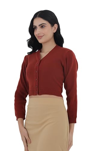 Image of Women Winter Wear V-Neck Full Sleeves Regular Fit Woollen Blouse