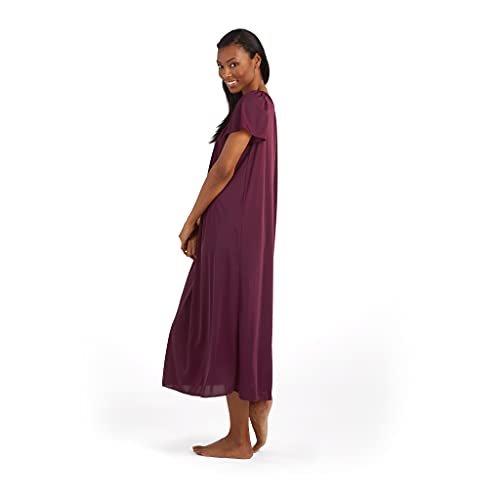 Image of Miss Elaine Nightgown - Women's Long Tricot Nightgown, Short Flutter Sleeves, Comfortable Lightweight Fabric, Sleepwear