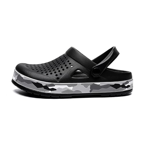 Sunporx Zoccoli da giardino da uomo e da donna, con supporto per arco plantare, unisex, estivi, comodi, senza lacci, pantofole ad asciugatura rapida, Nero, 9 Women/8 Men