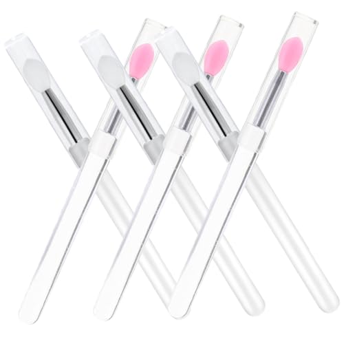 Gogogmee 6Pcs Dustproof Silicone Lip Brushes Set Portable Lipstick & Lip Mask Brushes with Translucent and Tips for Makeup Use