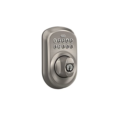Schlage Be365 Ply 619 Plymouth Keypad Deadbolt, Electronic Keyless Entry Lock, Satin Nickel #TOP2