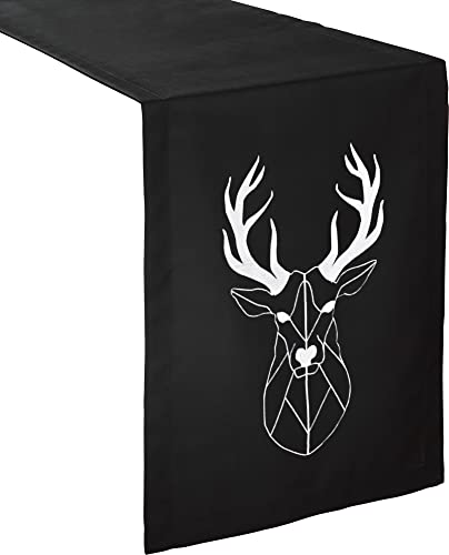 Erwin Müller Tischläufer'Hirsch' fleckabweisend schwarz Größe 40x170 cm