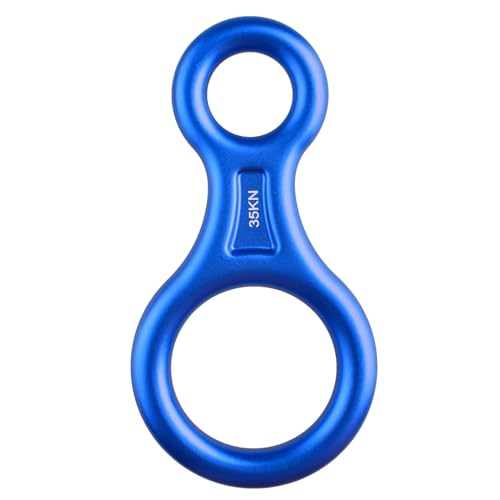TRIWONDER Descensor de Escalada Aluminio Anillo 35KN Rappel Figura 8 Accesorio Escalada al Aire Libre (Azul)